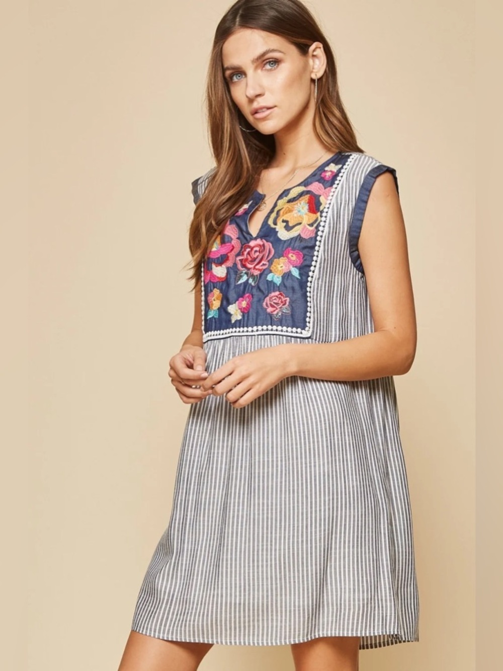 Savanna Jane embroidered mini dress LG beach boho coastal colorful resort